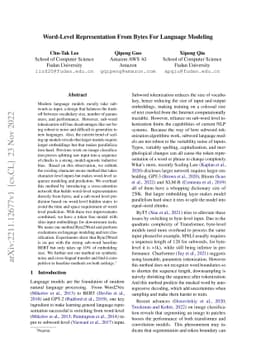 Word-Level Representation From Bytes For Language Modeling