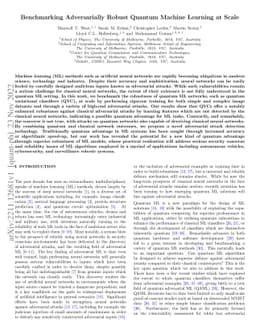 Benchmarking Adversarially Robust Quantum Machine Learning at Scale