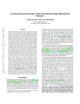 Can Open-Domain QA Reader Utilize External Knowledge Efficiently like
  Humans?