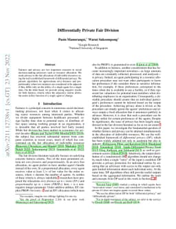Differentially Private Fair Division