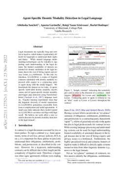 Agent-Specific Deontic Modality Detection in Legal Language