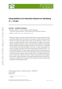 Interpretability of an Interaction Network for identifying $H
  \rightarrow b\bar{b}$ jets