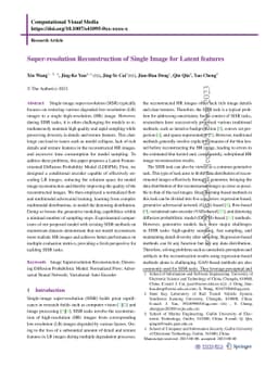 Super-resolution Reconstruction of Single Image for Latent features