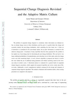 Sequential Change Diagnosis Revisited and the Adaptive Matrix CuSum