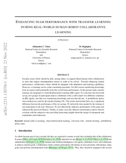 Enhancing team performance with transfer-learning during real-world
  human-robot collaboration