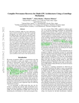 Compiler Provenance Recovery for Multi-CPU Architectures Using a
  Centrifuge Mechanism