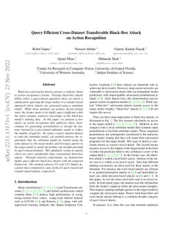 Query Efficient Cross-Dataset Transferable Black-Box Attack on Action
  Recognition