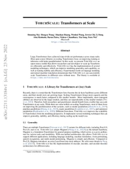 TorchScale: Transformers at Scale