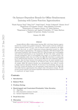 On Instance-Dependent Bounds for Offline Reinforcement Learning with
  Linear Function Approximation