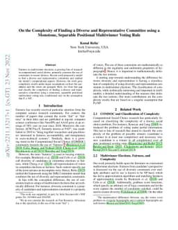 On the Complexity of Finding a Diverse and Representative Committee
  using a Monotone, Separable Positional Multiwinner Voting Rule