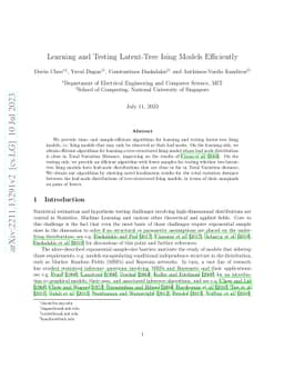 Learning and Testing Latent-Tree Ising Models Efficiently