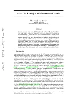 Rank-One Editing of Encoder-Decoder Models