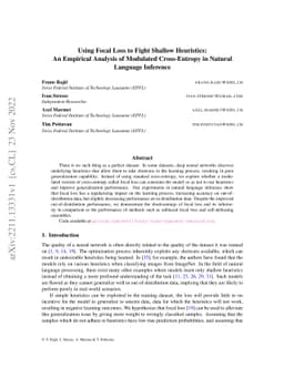 Using Focal Loss to Fight Shallow Heuristics: An Empirical Analysis of
  Modulated Cross-Entropy in Natural Language Inference