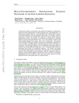 Multi-Environment Pretraining Enables Transfer to Action Limited
  Datasets