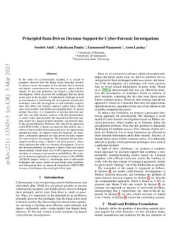Principled Data-Driven Decision Support for Cyber-Forensic
  Investigations
