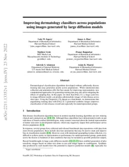 Improving dermatology classifiers across populations using images
  generated by large diffusion models