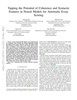 Tapping the Potential of Coherence and Syntactic Features in Neural
  Models for Automatic Essay Scoring