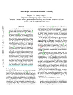 Data Origin Inference in Machine Learning