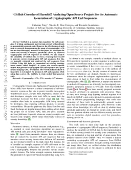 GitHub Considered Harmful? Analyzing Open-Source Projects for the
  Automatic Generation of Cryptographic API Call Sequences