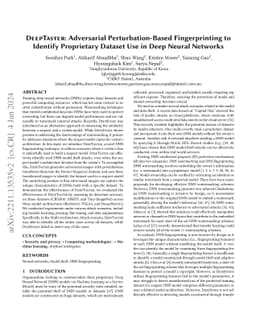 DeepTaster: Adversarial Perturbation-Based Fingerprinting to Identify
  Proprietary Dataset Use in Deep Neural Networks