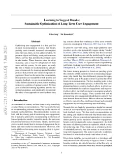 Learning to Suggest Breaks: Sustainable Optimization of Long-Term User
  Engagement