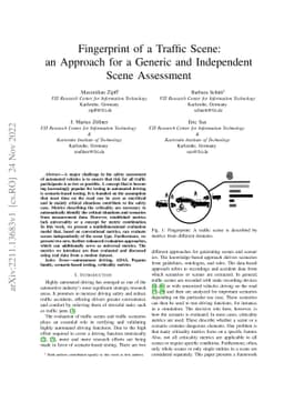 Fingerprint of a Traffic Scene: an Approach for a Generic and
  Independent Scene Assessment