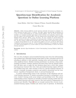 Question-type Identification for Academic Questions in Online Learning
  Platform
