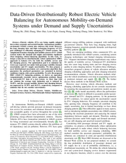 Data-Driven Distributionally Robust Electric Vehicle Balancing for
  Autonomous Mobility-on-Demand Systems under Demand and Supply Uncertainties