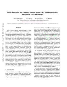 GEFF: Improving Any Clothes-Changing Person ReID Model using Gallery
  Enrichment with Face Features