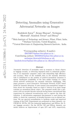 Detecting Anomalies using Generative Adversarial Networks on Images