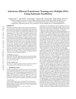 Galvatron: Efficient Transformer Training over Multiple GPUs Using
  Automatic Parallelism