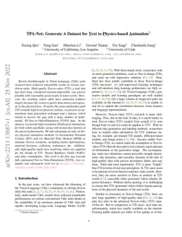TPA-Net: Generate A Dataset for Text to Physics-based Animation