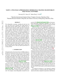 TAOTF: A Two-stage Approximately Orthogonal Training Framework in Deep
  Neural Networks