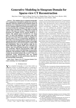 Generative Modeling in Sinogram Domain for Sparse-view CT Reconstruction