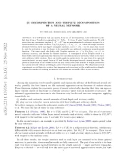 LU decomposition and Toeplitz decomposition of a neural network