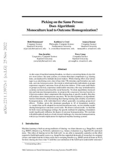 Picking on the Same Person: Does Algorithmic Monoculture lead to Outcome
  Homogenization?
