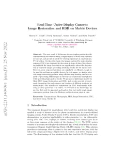 Real-Time Under-Display Cameras Image Restoration and HDR on Mobile
  Devices