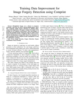 Training Data Improvement for Image Forgery Detection using Comprint