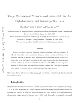 Graph Convolutional Network-based Feature Selection for High-dimensional
  and Low-sample Size Data