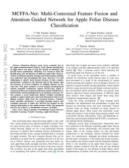 MCFFA-Net: Multi-Contextual Feature Fusion and Attention Guided Network
  for Apple Foliar Disease Classification