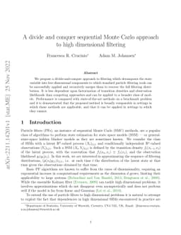 A divide and conquer sequential Monte Carlo approach to high dimensional
  filtering