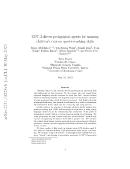 GPT-3-driven pedagogical agents for training children's curious
  question-asking skills