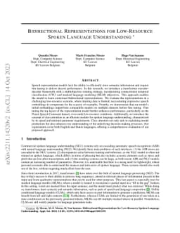 Bidirectional Representations for Low Resource Spoken Language
  Understanding