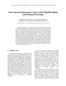 Stereo Speech Enhancement Using Custom Mid-Side Signals and Monaural
  Processing