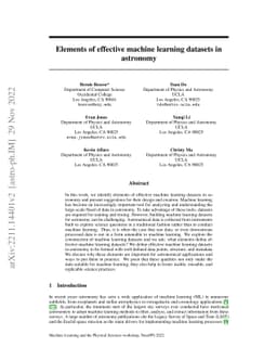 Elements of effective machine learning datasets in astronomy