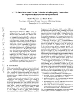 c-TPE: Tree-structured Parzen Estimator with Inequality Constraints for
  Expensive Hyperparameter Optimization