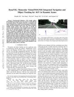 DynaVIG: Monocular Vision/INS/GNSS Integrated Navigation and Object
  Tracking for AGV in Dynamic Scenes