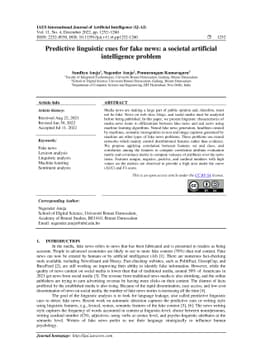 Predictive linguistic cues for fake news: a societal artificial
  intelligence problem
