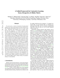 A Unified Framework for Contrastive Learning from a Perspective of
  Affinity Matrix