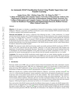 An Automatic SOAP Classification System Using Weakly Supervision And
  Transfer Learning